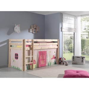 Lucevi pino halfhoogslaper + ladder + spring gordijntjes - 90x200 cm