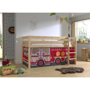 Lucevi pino halfhoogslaper h115cm + ladder + fire truck gordijntjes -
