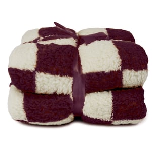 Unique Living plaid check 150x200cm dove white/ dark purple