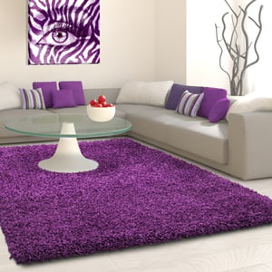 Muratap Basic shaggy vloerkleed paars hoogpolig- 60x110 cm