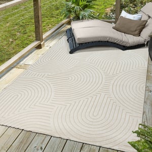 Muratap Berlin outdoor japandi - vloerkleed binnen en buiten laagpolig tapijt tuin- 60x110 cm