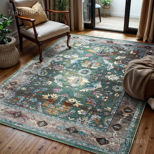 Muratap Picasso pablo vintage vloerkleed groen / multi laagpolig- 300x400