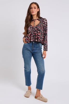Tulipa Cut Out Tie Neck Top