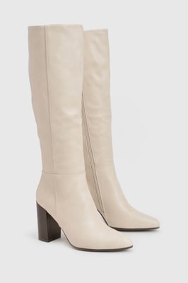 Column Knee High Stacked Heel Boots