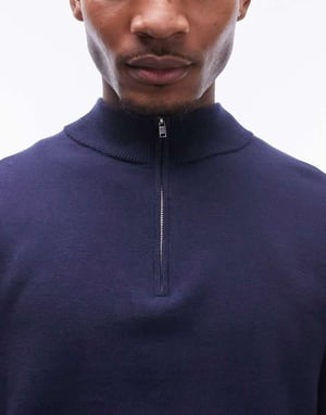 Topman – Marinblå essentials med 1/4-dragkedja