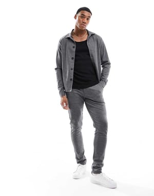 Jack & Jones – Premium – Grå kostymjacka med smal passform och jerseydetaljer