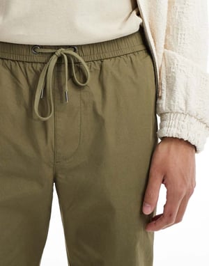 Selected Homme – Khakifärgade byxor med dragsko