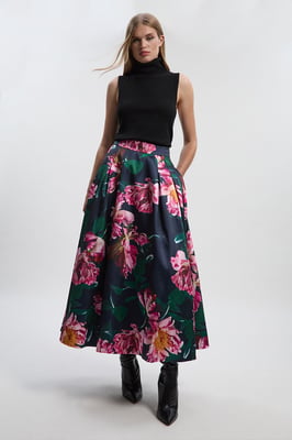 Petite Romantic Floral Print Prom Woven Maxi Dress