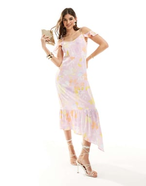 Vero Moda – Pastellfärgad blommig maxiklänning