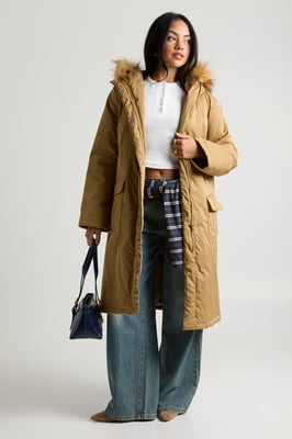 Fur Lined Hooded Parka Coat