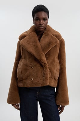 Faux Fur Buttoned Short Coat