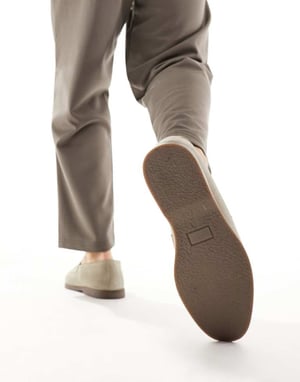 Walk London – Angelo – Saddle Loafers i taupefärgad mocka