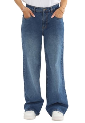 MYT Womens Wide Leg Baggy High Waisted Jeans in Blue