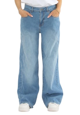 MYT Womens Wide Leg Baggy High Waisted Jeans in Light Blue
