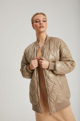 Mink Quilted Longline Bomber