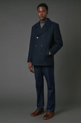 Navy Wool Blend Peacoat