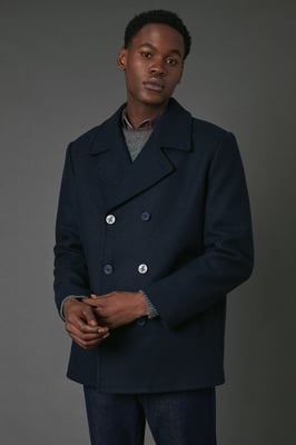 Navy Wool Blend Peacoat