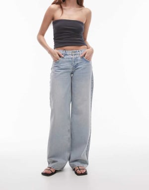 Topshop – Ember – Ljusbruna jeans med raka ben och låg midja