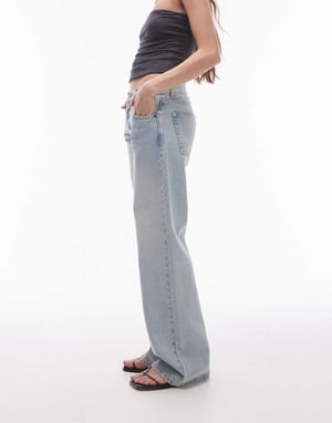 Topshop – Ember – Ljusbruna jeans med raka ben och låg midja