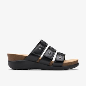 Calenne Lily Black Leather Sandals