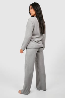 Maternity Contrast Soft Rib Loungewear Set