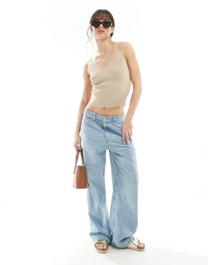 Vero Moda – Aware – Beige finstickad linne