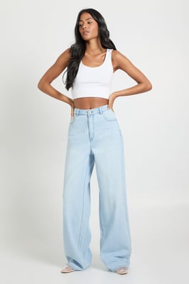 Tall Mid Waist Loose Fit Wide Leg Jean