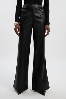 Petite Faux Leather Tailored Kickflare Trouser
