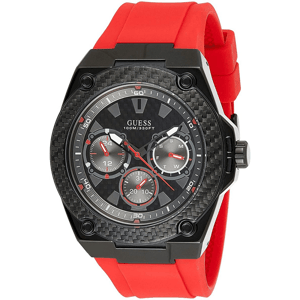 Guess W1049G6 Stijlvolle Rode Siliconen Herenhorloge