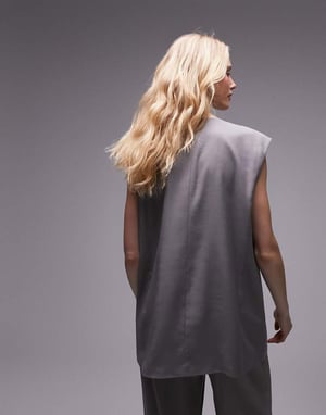 Topshop – Tonic – Ljusgrå, oversized väst