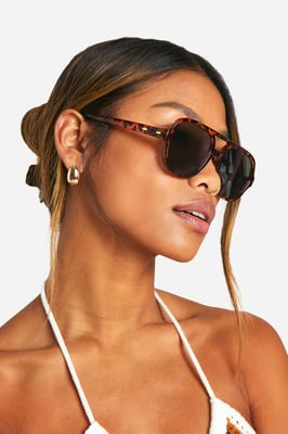 Tortoise Shell Frame Aviator Sunglasses
