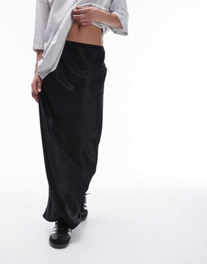 Topshop – Svart maxikjol i satin