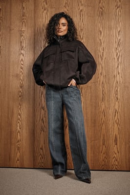 Seam Detail High Waist Straight Leg Jean