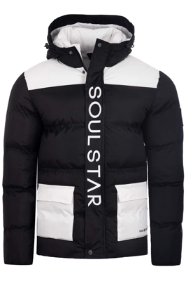 Soul Star Mens Quilted Puffer Jacket Hooded Winter Coat