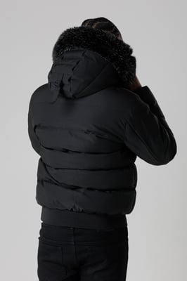 Black Hooded Parka Jacket With Soft Fleece Lining
