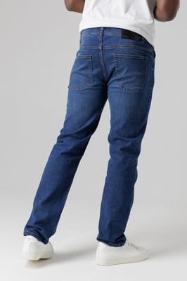Light Blue Straight Fit Cotton Blend Jeans