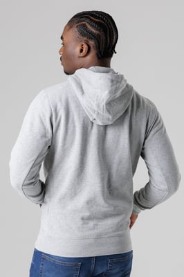 Light Grey Cotton Blend Drawcord Hoody