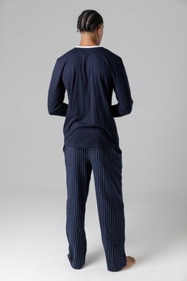 Navy Cotton Crew Neck Pyjama Set