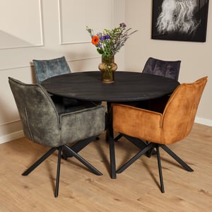 Starfurn eetkamerstoel dani velvet blue met armleuning set van 2