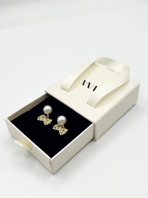 Diamante Bow Pearl Drop Earrings - Gift Boxed