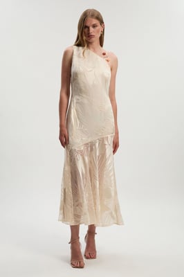 Tall Devoure One Shoulder Woven Maxi Dress With Trim Detail