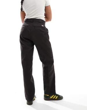 Dickies – Elizaville – Mörkbruna byxor med raka ben och medelhög midja