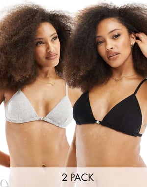 Cotton On vadderad bralette i liten storlek, 2-pack