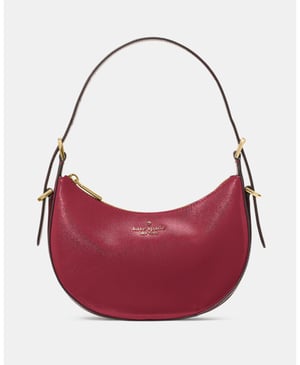 Nova Textured Patent Leather Small Crescent Shoulder Bag