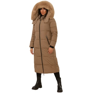 Jess Women’s Long Puffer Coat with Faux Fur Hood & Zip Pockets