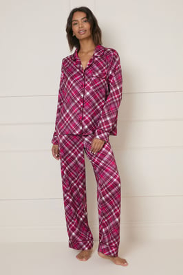 Long Sleeve Satin Printed Nightwear Set