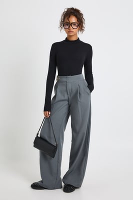 Tall Low Rise Belted Straight Leg Trousers