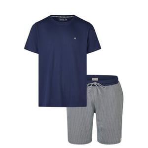 Phil & Co Heren shortama korte pyjama set palm blauw