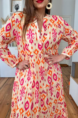 Tiered Ikat Maxi Dress