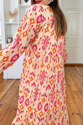 Tiered Ikat Maxi Dress